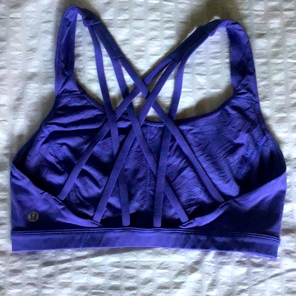 Lululemon Athletic Sports Bra with Strappy Design, Purple, Size 8